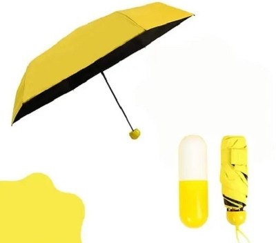SBTs Designer Ultra Mini UV Coated 4-Fold Travel Capsule Umbrella Umbrella(Yellow)