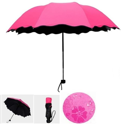 GOPINATH AUTOLINK 3 fold, Portable & Folding Windproof Umbrella for traveling Umbrella(Pink)