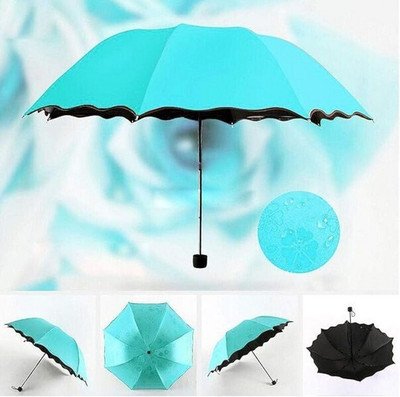 INFISPACE Umbrella 23 Inch Large Size 3-Fold Umbrella,Turquoise Color|Sun & Rain Umbrella(Blue)