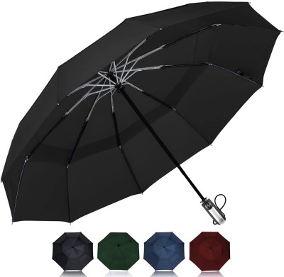 Centaur 3 Fold Fully Automatic Foldable Windproof Rain Sun UV Protection with Tiny Cover Umbrella(Black, Transparent)