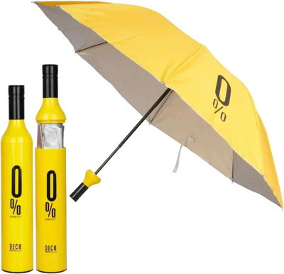 promise plus group Windproof Double Layer Umbrella with Bottle Cover Umbrella for UV Protection & Rain | Outdoor Car Umbrella for Women & Men (Pack of 1) (Multi color) Umbrella(Yellow)