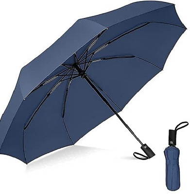NicBex 3 Fold Fully Automatic Rain Sun UV Protection Foldable Auto Open Close Umbrella Umbrella(Blue)