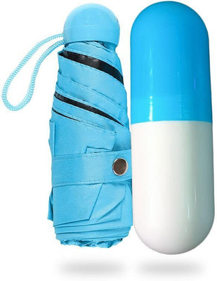 Neelmohi Small and Lightweight Anti-UV Capsule Case Mini Pocket Umbrella With 5 Folding Umbrella(Blue)