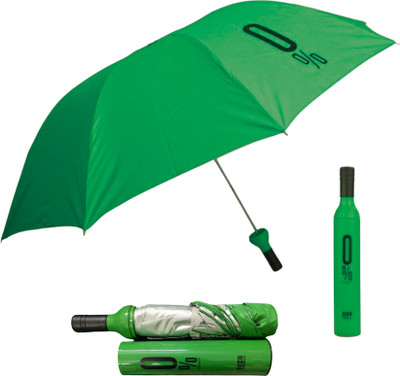 Fratte Wine Bottle Shape Mini Compact Foldable Umbrella with Plastic Case Umbrella(Green)