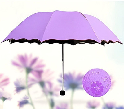 KSHMANIDHAYE 3 Fold Magic Umbrella and UV Sun Cute Designs Folding Umbrella for Men women Umbrella(Purple)
