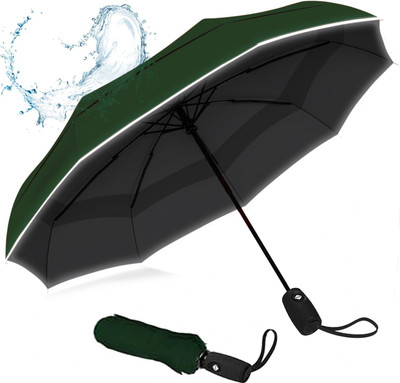 Lengloy UV Umbrella 3 Fold Plain Automatic Open Men/Women UV Protection Umbrella(Green)
