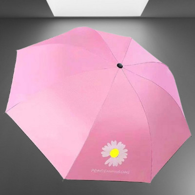 KEKEMI 3 Fold Automatic Plain Flower Print Umbrella UMB028_05C Umbrella(Pink)