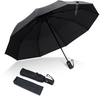 Nilzone Travel Foldable Auto Open and Close Umbrella Sun&Rain Umbrella for Men & Women Umbrella(Black)