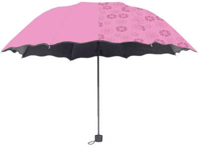 INFISPACE 23 Inch Large Size 3-Fold Umbrella,Lavender Color For Sun & Rain Umbrella Umbrella(Pink)