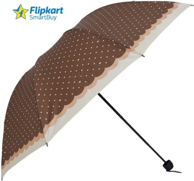 Flipkart SmartBuy 3 Fold Dot Printed Rain and Sun Protective Manual Open Umbrella(Brown)
