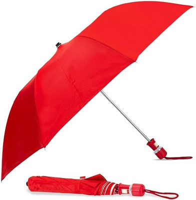 BTfash Round Handle 2 Fold Red Umbrella(Red)