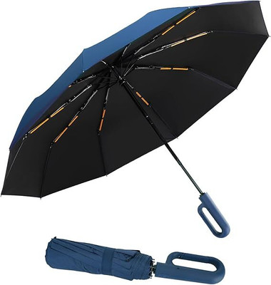 RIBS UV Protection Coated 3Fold Umbrella,Auto Open Travel for Men@Women Umbrella(Blue, Blue)