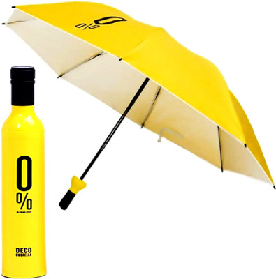 HomCartell Bottle Shape Umbrella Compact Folding Umbrella for UV Protection & Rain Umbrella Umbrella(Yellow)