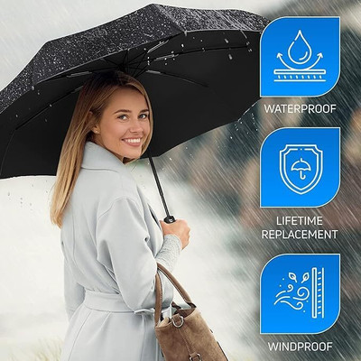 Dfasion Auto open and close umbrella to use a rain 4 Umbrella(Black)