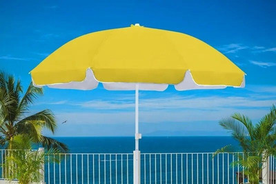 Dark Moon Strong Pole UV Protection 7Ft Umbrella With Stand Portable Umbrella(Yellow)