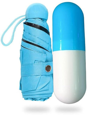 UNIQUE STORE NEW Small and Lightweight Anti-UV Umbrella With Cute Capsule Shape Case Umbrella(Blue)