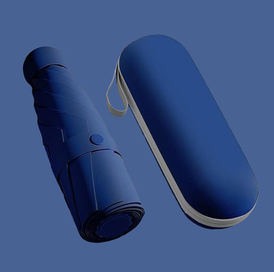 Lengloy Mini Pocket Umbrella with Case (Manual Open) 6 Frame Use in Rain Umbrella Umbrella(Blue, White)