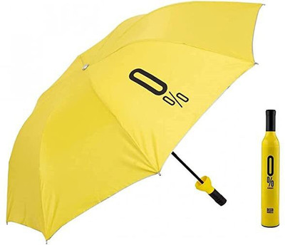 mik Wine Bottle Shape Mini Compact Foldable Umbrella(Yellow)