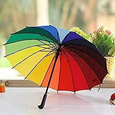 ASTRELLA ARUG_Rainbow Colour Nylon Storm Protector Straight Umbrella(Multicolor)