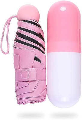 RelElseTech FRESTYQUE Mini Capsule Umbrella – Compact, Windproof, UV, Travel Use Umbrella(Pink, Multicolor)
