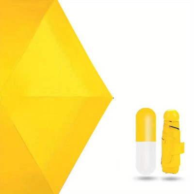 SBTs Ultra Light Mini 3 Fold Compact Pocket Umbrella with Lovely Capsule Case Umbrella(Yellow)