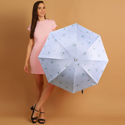 Flipkart SmartBuy 3 Fold Digital Printed Rain Sun & UV Rays Protective Manual Open Umbrella(Grey, Green)