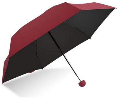 UNIQ Ultra Light Mini Folding Compact Pocket Umbrella with Lovely Capsule Case Umbrella(Maroon)