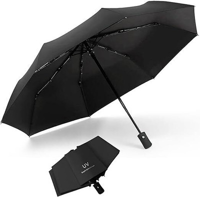 XBEY 1PC - 3 Fold with Auto Open/Close Travel | Man, Woman & Child 8-Ribs Umbrella(Black)
