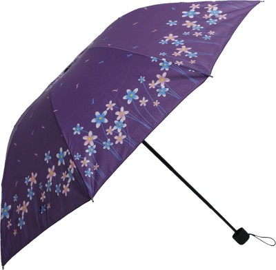 Umbrella mart 3 Fold Digital Printed Rain & Sun Protective Umbrella(Purple)