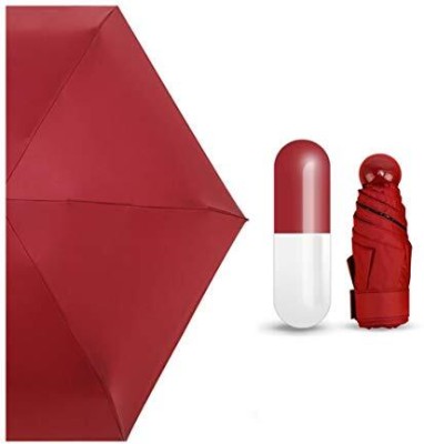 Augen Mini Foldable Capsule Travel Umbrella(Red)