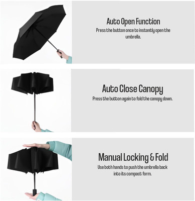 Oriley 3-Fold Auto Open Travel Umbrella UV Protection Windproof for Men & Women Umbrella(Multicolor)