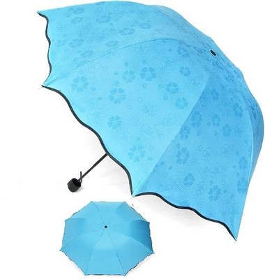 TAPAHPRIYAY Magic Umbrella of Blooming Folding Portable for UV Protection & Rain Umbrella(Blue)