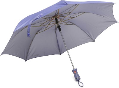 CITIZEN Solid 2 Fold Auto Open 8 Aluminium Ribs UV Coated Windproof Silver Coating Umbrella(Purple)