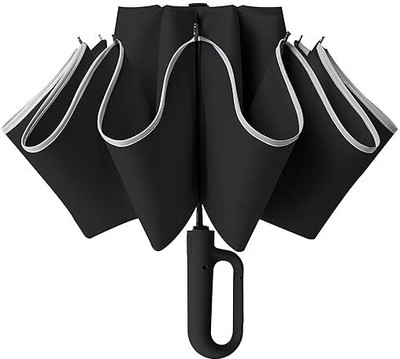 PANCA 10 Ribs Compact Folding Umbrella for Heavy Rain – Big Size for All Ages (Blue) Umbrella(Black)