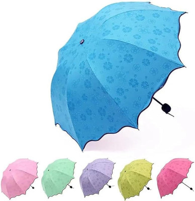 KAYRA Fancy Travel Compact Magic 3 Fold Umbrella, Blooming Folding Portable for Rain Umbrella(Multicolor)