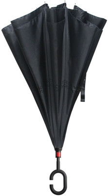 CLVMART Double layer Inverted reversible plain umbrella with C-Shaped Handle Umbrella(Black)