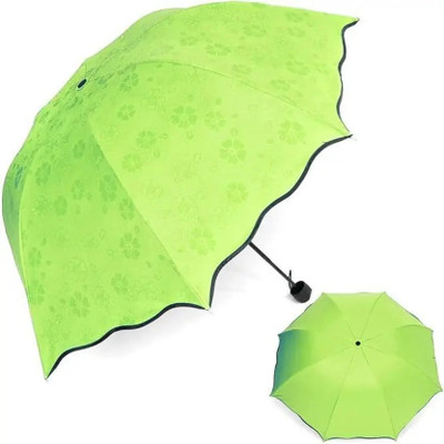 Rubbli Secret Blossoms Magic Umbrella 4-Fold UV Protection Compact & Stylish Umbrella(Green)