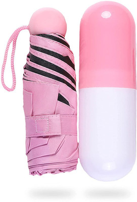 GRANTHI ENTERPRISE Small and Lightweight Anti-UV Capsule Case Mini Pocket Umbrella With 5 Folding Umbrella(Pink)