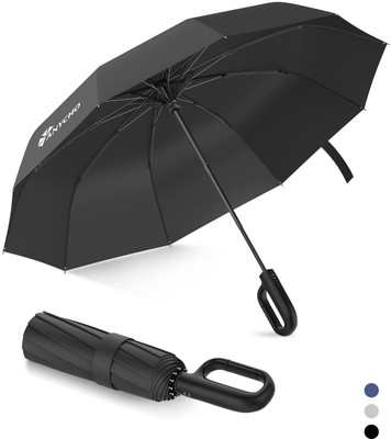 Anycho Folding Umbrella With Carabiner Handle Big Umbrella for Travel Rainy Umbrella Umbrella(Black)