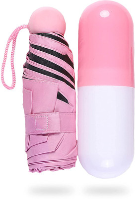 Dwiza Enterprise Ultra Light Mini Folding Compact Pocket Umbrella with Lovely Capsule Case Umbrella(Pink)