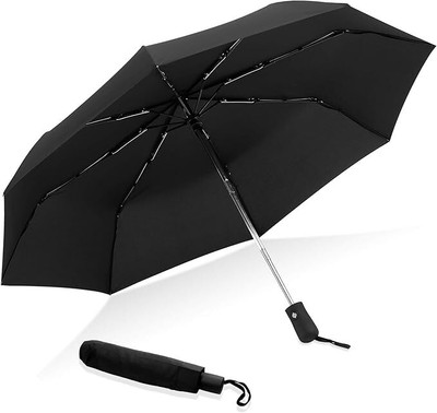 MERCEHIVE Windproof Collapsible 8 RIBS Auto Open & Close Folding Umbrella Umbrella(Black)