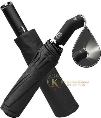 Krishna World Enterprise 3-Fold Windproof Travel Umbrella with LED Light Umbrella(Multicolor)