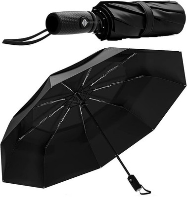 TAPAHPRIYAY Auto Open/Close Button for Single Use Umbrella for Wind and Rain, Windproof Umbrella(Black)