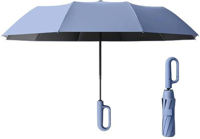 Star Work Auto Open Close Umbrella With Carabiner Handle Folding-Best Windproof Umbrella(Blue)
