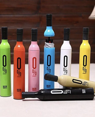 ABSOLUTE GLOBAL Single 1 PC Bottle Shaped Folding Umbrella (Color assorted) Umbrella(Multicolor)