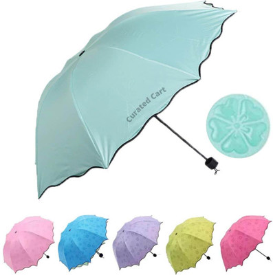 PORMONO Multi Color 3 Fold Rain and all seasons Protection Umbrella with Water Umbrella(Multicolor)