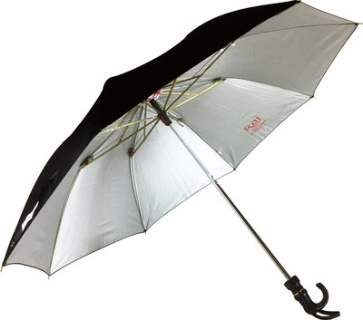 K.C. PAUL & SONS 2 Fold Raj Polyster Black Umbrella Umbrella(Black)