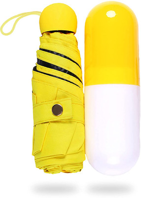Dwiza Enterprise Ultra Light Mini Folding Compact Pocket Umbrella with Lovely Capsule Case Umbrella(Yellow)