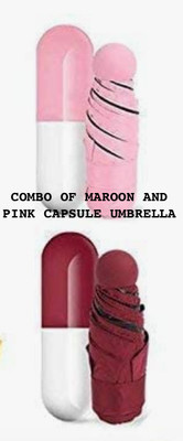 SBTs COMBO OF 2 CAPSULE UMBRELLA- 1 PINK 1 MAROON Umbrella(Multicolor)
