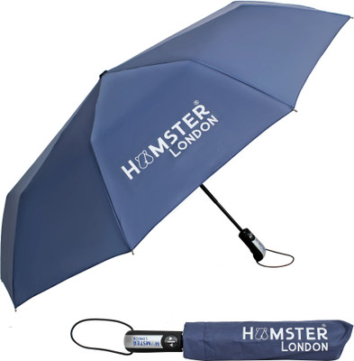 hamster london 3 Fold Fully Automatic Rain Sun Protection Foldable Auto Open Close Umbrella Umbrella(Blue)
